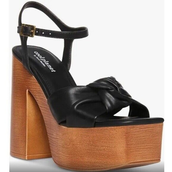 Cool Planet by Steve Madden Black Wooden Heeled 2”Platform, 9.5 M - Picture 1 of 9